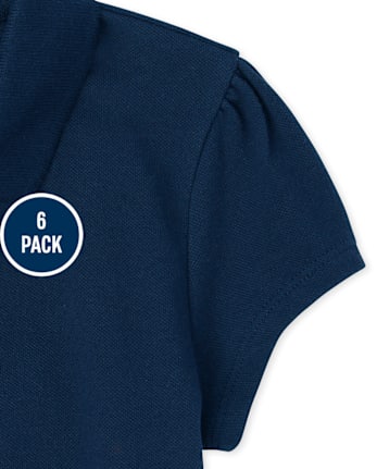 Girls Uniform Ruffle Pique Polo 6-Pack - Plus