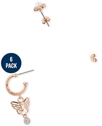 Paquete de 6 aretes de flores para niñas