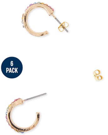 Paquete de 6 aretes con joyas para niñas