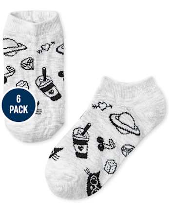 Girls Print Ankle Socks 6-Pack