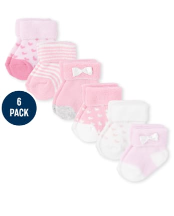 Baby Girls Heart Turn Cuff Socks 6-Pack