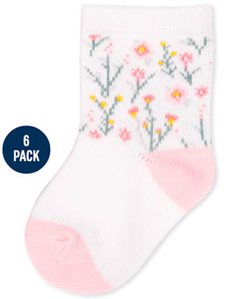 Baby Girls Flower Midi Socks 6-Pack