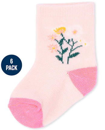 Baby Girls Flower Midi Socks 6-Pack