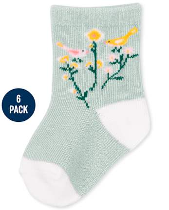 Baby Girls Flower Midi Socks 6-Pack