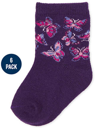 Baby Girls Butterfly Midi Socks 6-Pack