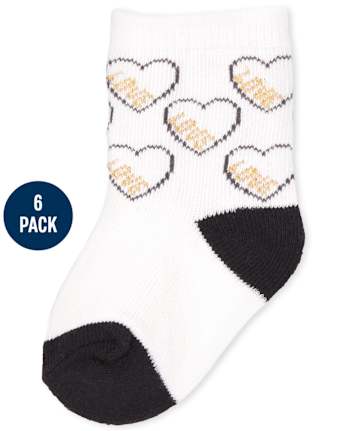 Lot de 6 chaussettes mi-longues cœur bébé fille