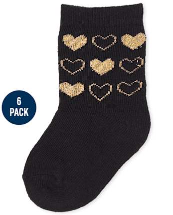 Lot de 6 chaussettes mi-longues cœur bébé fille