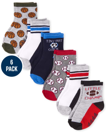 Lot de 6 chaussettes de sport mi-longues pour tout-petit garçon