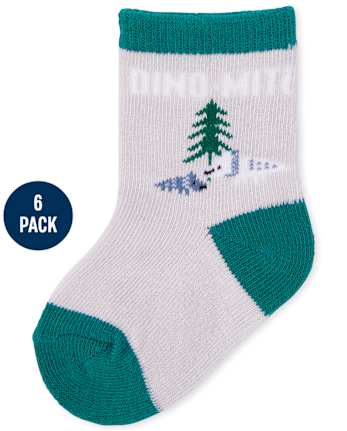 Lot de 6 chaussettes mi-longues motif dinosaure pour bébé garçon