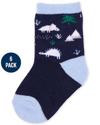 Lot de 6 chaussettes mi-longues motif dinosaure pour bébé garçon