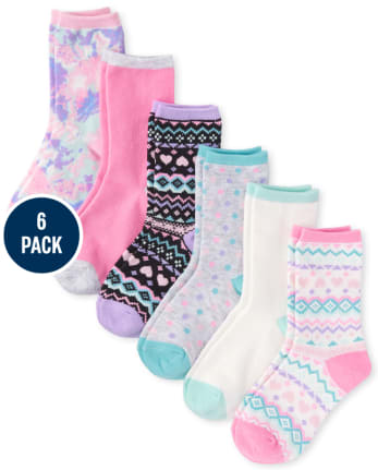 Girls Fairisle Crew Socks 6-Pack