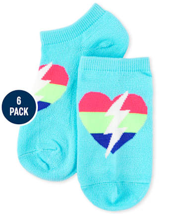 Paquete de 6 calcetines tobilleros arcoíris para niñas
