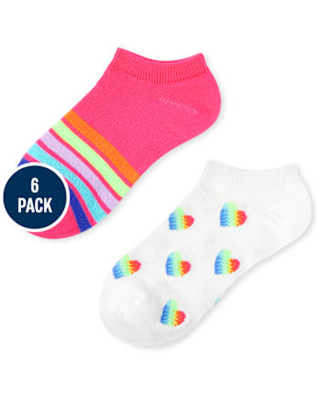 Paquete de 6 calcetines tobilleros arcoíris para niñas