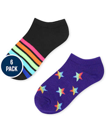 Paquete de 6 calcetines tobilleros arcoíris para niñas