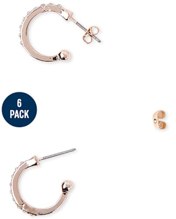 Paquete de 6 aretes de amor con flores para niñas