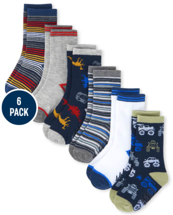 Toddler Boys Striped Crew Socks 6-Pack
