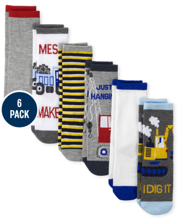 Baby And Toddler Boys Truck Crew Socks 6-Pack
