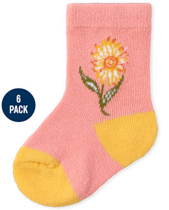 Baby Girls Floral Midi Socks 6-Pack