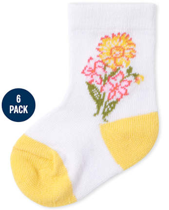 Baby Girls Floral Midi Socks 6-Pack