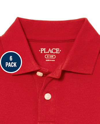 Polo de piqué de uniforme para niños, paquete de 6