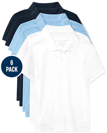 Polo de piqué de uniforme para niños, paquete de 6
