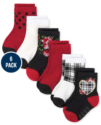 Toddler Girls Heart Midi Socks 6-Pack