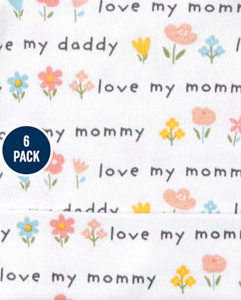 Ensemble 6 pièces bonnet et mitaines à fleurs pour bébé fille