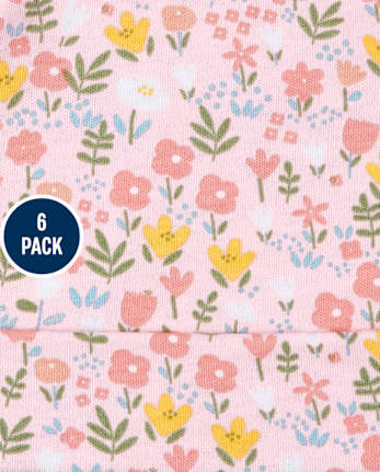 Ensemble 6 pièces bonnet et mitaines à fleurs pour bébé fille