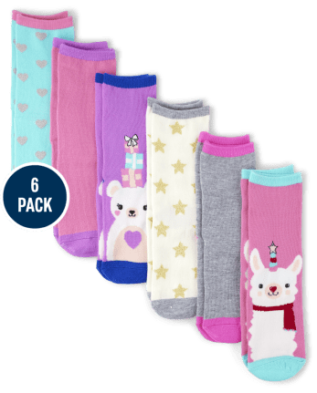 Paquete de 6 calcetines con diseño de animales para niñas