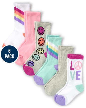 Girls Love Cushioned Crew Socks 6-Pack