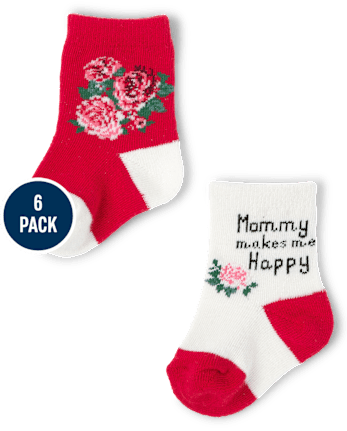 Baby Girls Floral Midi Socks 6-Pack