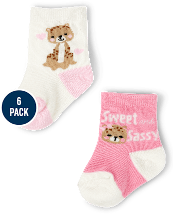 Bebé niña Calcetines Midi Leopardo Pack 6