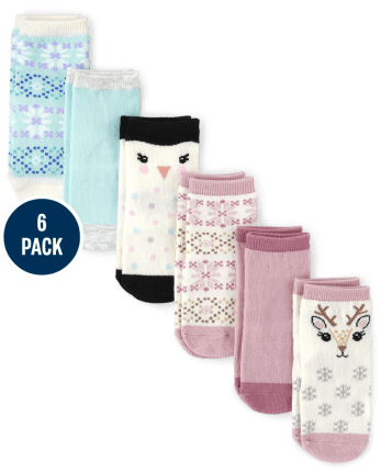 Toddler Girls Penguin Midi Socks 6-Pack