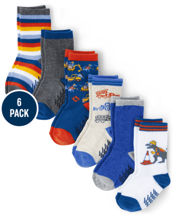 Calcetines de construcción Dino para niños pequeños, paquete de 6