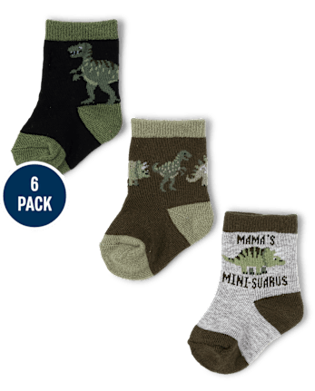 Baby Boys Dino Midi Socks 6-Pack