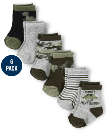 Baby Boys Dino Midi Socks 6-Pack | The Children's Place - MULTI CLR
