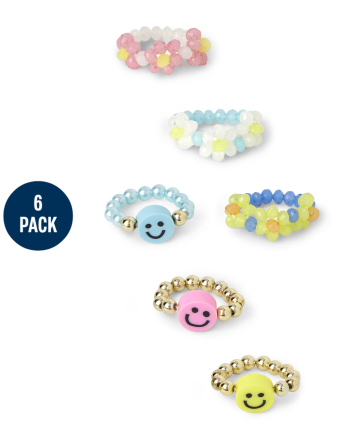 Girls Happy Face Ring 6-Pack