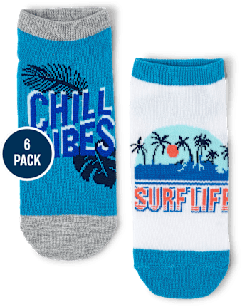 Boys Surfer Ankle Socks 6-Pack