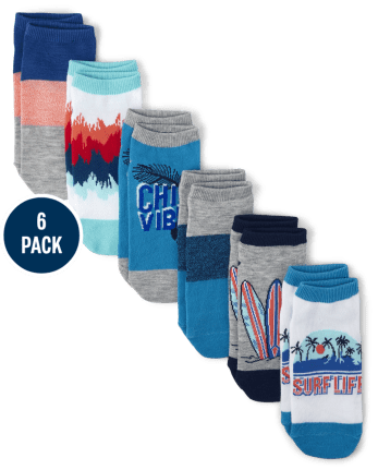 Calcetines tobilleros de surfista para niño, paquete de 6