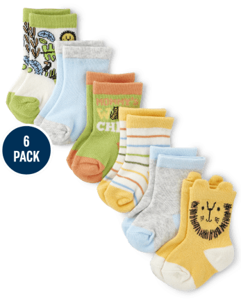 Pack 6 calcetines Jungle para bebé niño | The Children's Place - SUNSET GOLD
