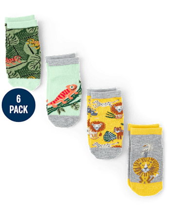 Paquete de 6 calcetines tobilleros Safari para bebés y niños pequeños