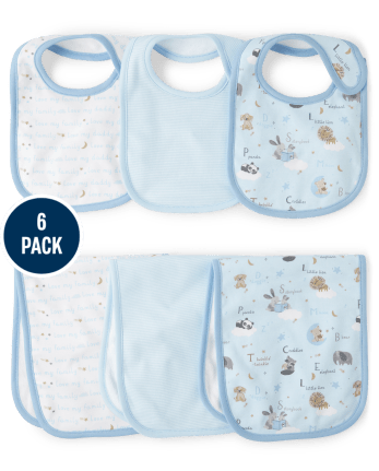 Baby Boys Animal Bib And Burp Cloth 6-Piece Set