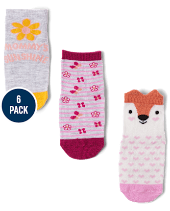 Paquete de 6 calcetines midi Fox para bebés y niñas pequeñas