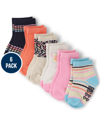 Baby And Toddler Girls Rainbow Midi Socks 6-Pack