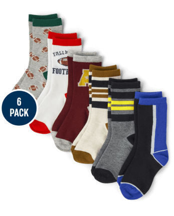 Boys Sports Crew Sock 6-Pack