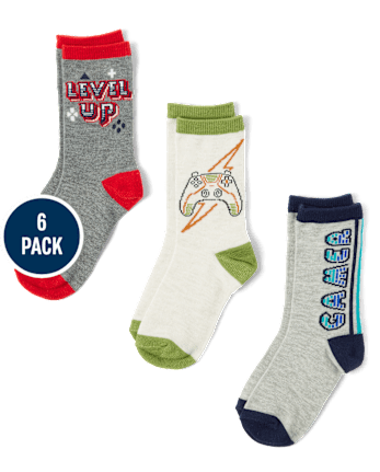 Boys Gamer Crew Socks 6-Pack
