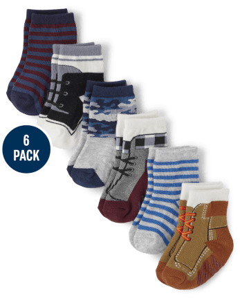 Lot de 6 paires de chaussettes mi-longues pour bébé garçon