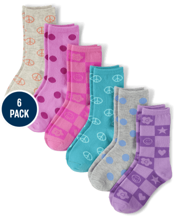 Paquete de 6 calcetines deportivos Peace para niñas