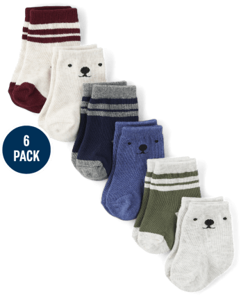 Baby Boys Bear Midi Socks 6-Pack