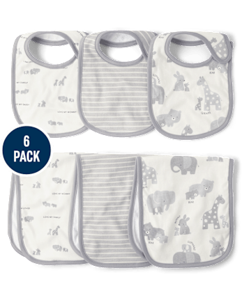 Baby Animal Bib And Burp Cloth 6-Piece Set